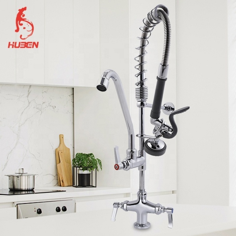 Commercial Kitchen Sink Spray Faucet 2 Way Rotatable Pre Rinse Dishwasher Faucet For Hotel