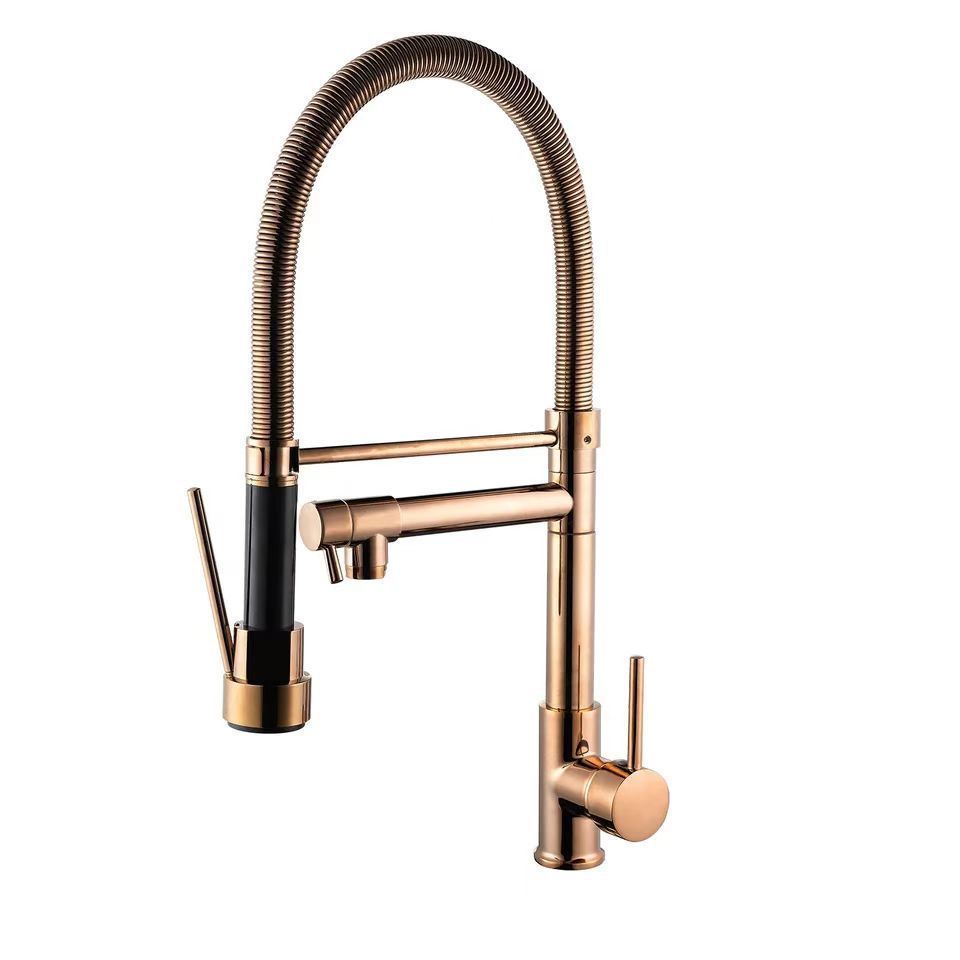 Black Gold Rose-Gold Gray spring Tap brass kitchen sink taps pull out faucets