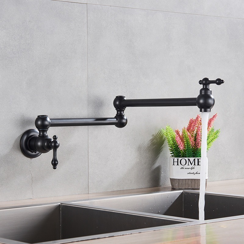 Antique pot filler faucet tap wall mounted kitchen sink faucet folding single hole brass kitchen faucet