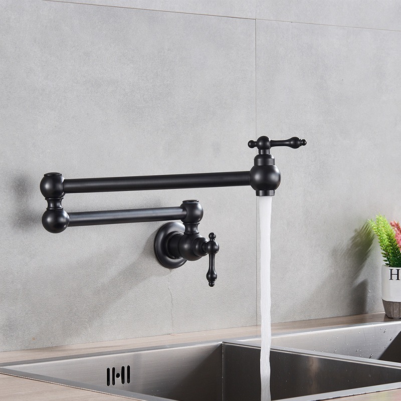 Antique pot filler faucet tap wall mounted kitchen sink faucet folding single hole brass kitchen faucet