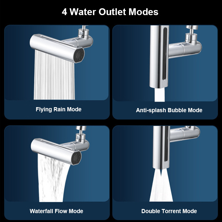 Home Bathroom Kitchen Faucet Replacement Accessory Waterfall Flying Rain Nozzle Aerator 4 modes Tap Extender