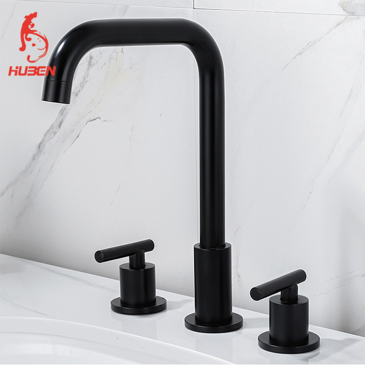 Brass body polished silver bathroom sink three hole modern tap tall chrome basin water faucet