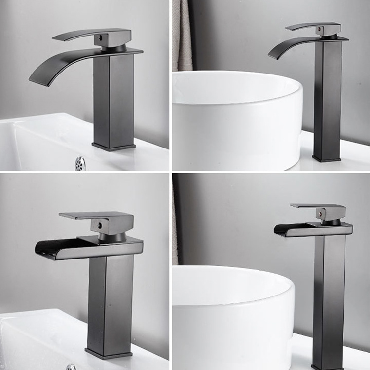 basin waterfall faucet bathroom with hot and cold faucet square faucet accessories