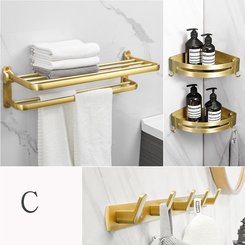 Towel Rack Wall Shelf Gold Bathroom Modern High Quality Aluminum Alloy Wall Mounted Polished 3 Years Steel Corner Shelf