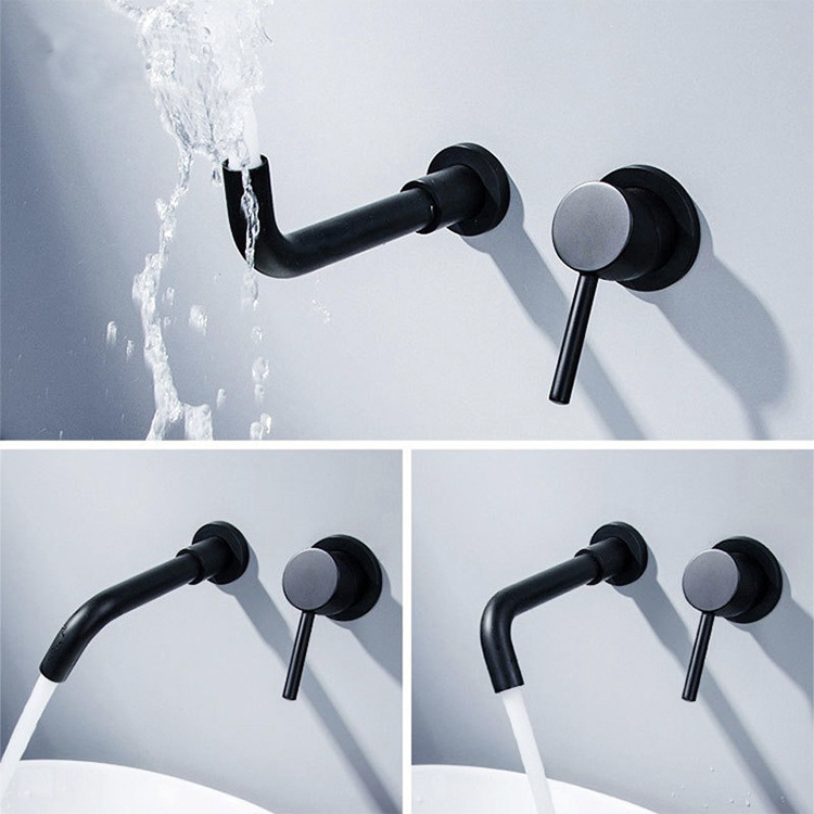 Bathroom Faucet 2 Hole Basin Faucet Ceramic CLASSIC Modern Wall Mounted Single Handle Matt Black Polished Bath Room 3 Years