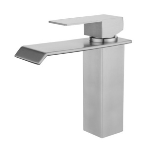 Single Handle Basin Faucet Waterfall SUS304 Stainless Steel Bathroom Sink Faucet Square Flat Mouth Hot and Cold Water Mixer Tap