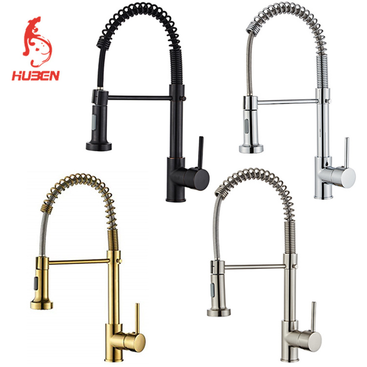 Kitchen Sink Faucets with Pull Down Sprayer Single Vintagehigh Arc Brutullenickel Kitchen Faucet,single Level Brass CLASSIC