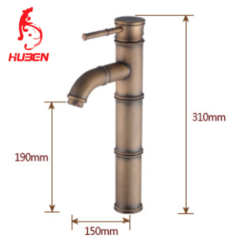 Basin Faucet Antique Bronze Bamboo Shape Single Lever Brass Modern Contemporary Ceramic Shower Room Brushed Gold Faucet 3 Years