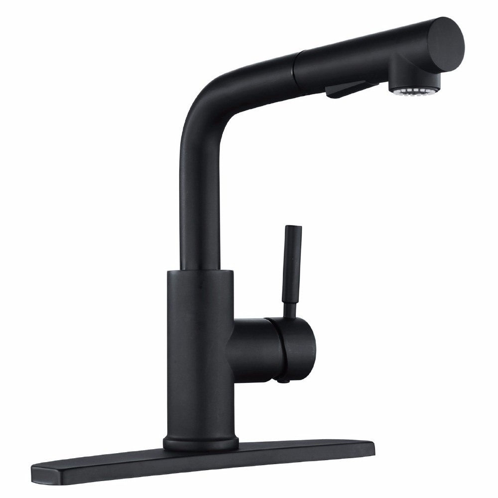 Brass Black Pull Out stainless steel 304 Kitchen Sink Faucet with Pull Down Sprayer Single Lever