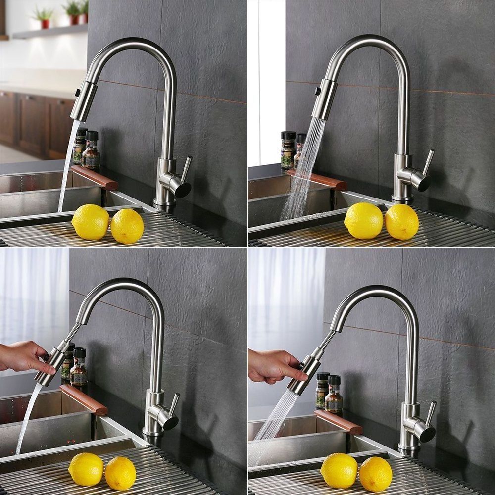 360 Adjustable Flexible 304 Stainless Steel Pull out Kitchen Sink Faucet  Black Kitchen Faucet Pull out For Sink