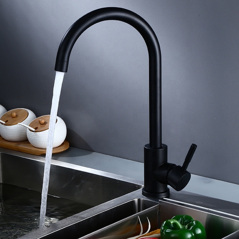 Contemporary Design Water Faucet Matte Black  Single Handle Watermark Faucets Kitchen Sink Faucets