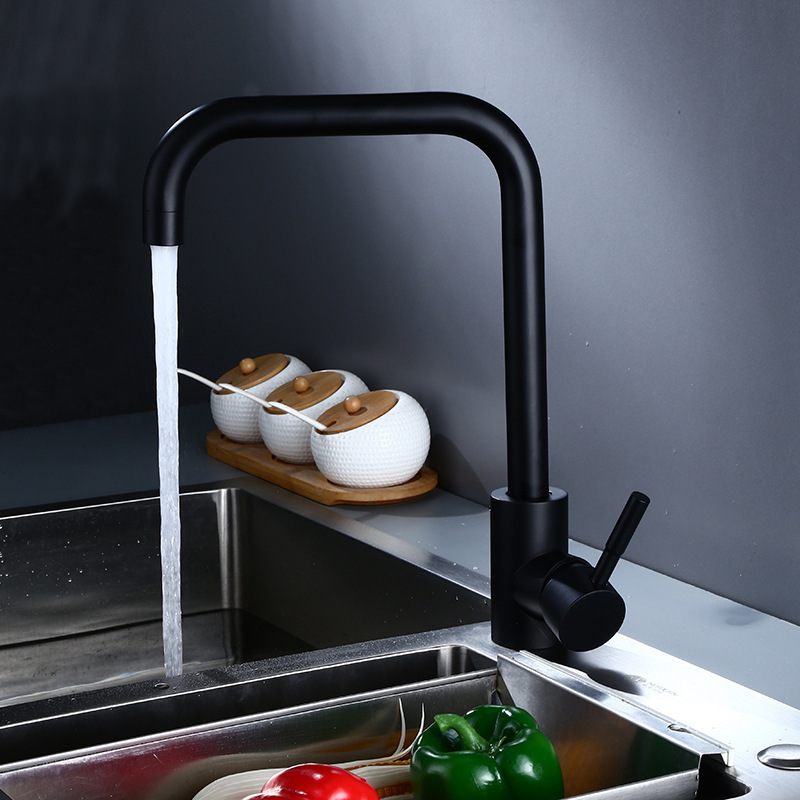 Contemporary Design Water Faucet Matte Black  Single Handle Watermark Faucets Kitchen Sink Faucets