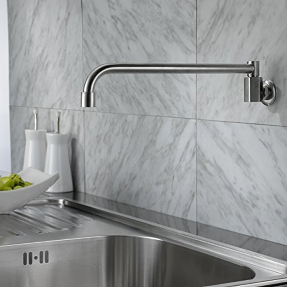 Wall Mounted One Hole Pot Filler Cold Only in Brushed 304 Stainless Steel faucet