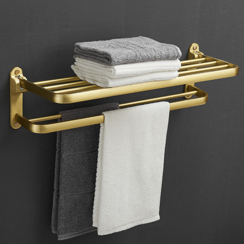 Towel Rack Wall Shelf Gold Bathroom Modern High Quality Aluminum Alloy Wall Mounted Polished 3 Years Steel Corner Shelf