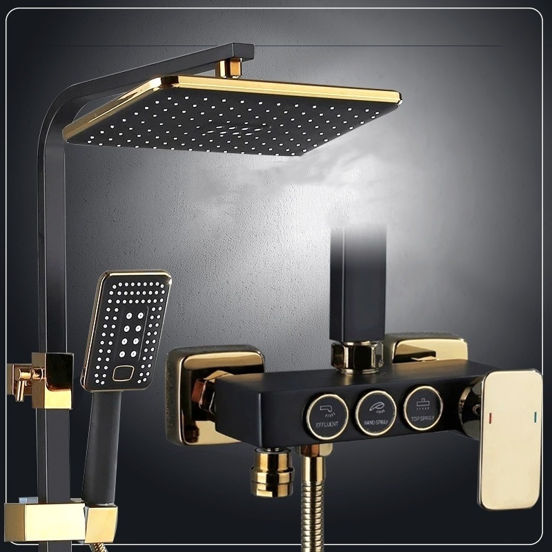 Bathroom shower system induction black gold bath faucet Hot and Cold bath faucet shower set