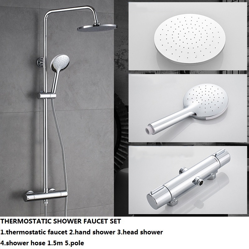 Shower Head Set Golden 2015 Chrome Modern Contemporary Ceramic Round Rain Polished 3 Years Dual Handle 35mm Ceramic Cartridge