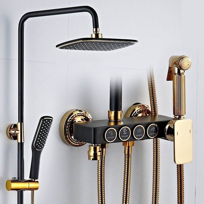 Bathroom shower system induction black gold bath faucet Hot and Cold bath faucet shower set