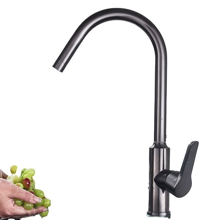 Kitchen Modern CLASSIC Gray Mixer Tap with Kitchen Sink Faucet Gun Ceramic Water Taps Stainless Steel Polished Kitchen Side