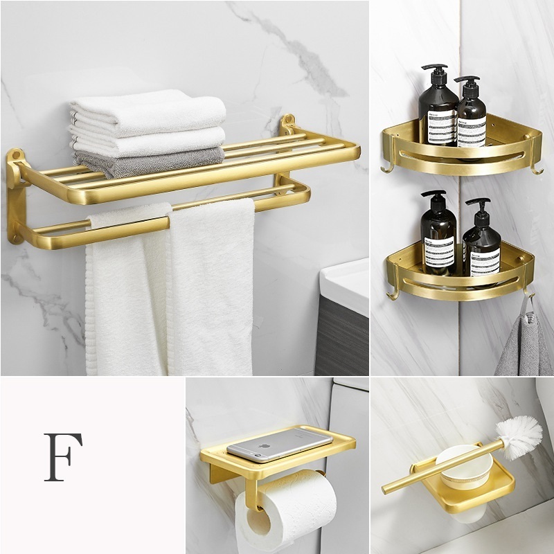 Towel Rack Wall Shelf Gold Bathroom Modern High Quality Aluminum Alloy Wall Mounted Polished 3 Years Steel Corner Shelf