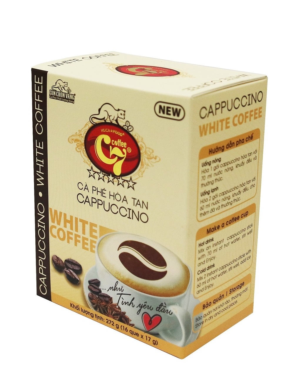 Instant 4 in 1, White Coffee, Cappuccino, Wholesale , OEM, ODM, Original Vietnam