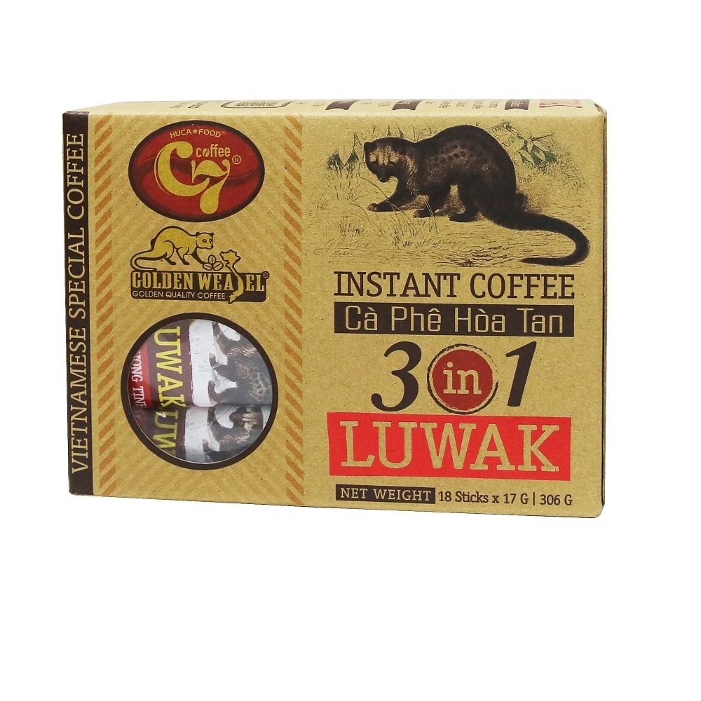 OEM, ODM, Private label Golden Weasel C7 - Luwak coffee flavor Instant 3in1 with non-dairy creamer, HucaFood Coffee