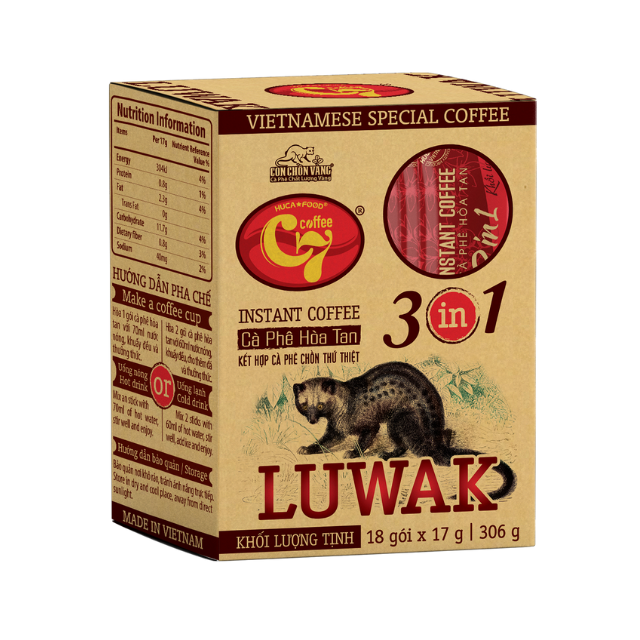 Instant Coffee Private Label Golden Weasel C7 Luwak Coffee Flavor Instant 3 in1 With Non-dairy Creamer Vietnamese Coffee