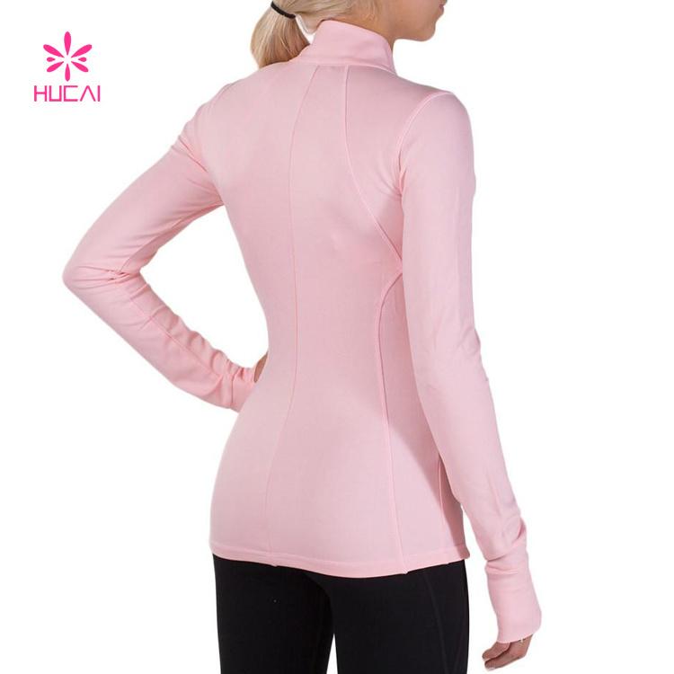 Custom Fitness Wear Thumb Hole Long Sleeve Zip Up Dry Fit Women Yoga Gym Jacket