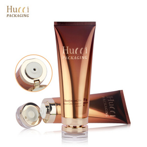 Metal Luxury Skincare Packaging Squeeze Tube with Acrylic Flip Cap 100ml 120ml for  Lotion Gold Cosmetic Aluminum Tube