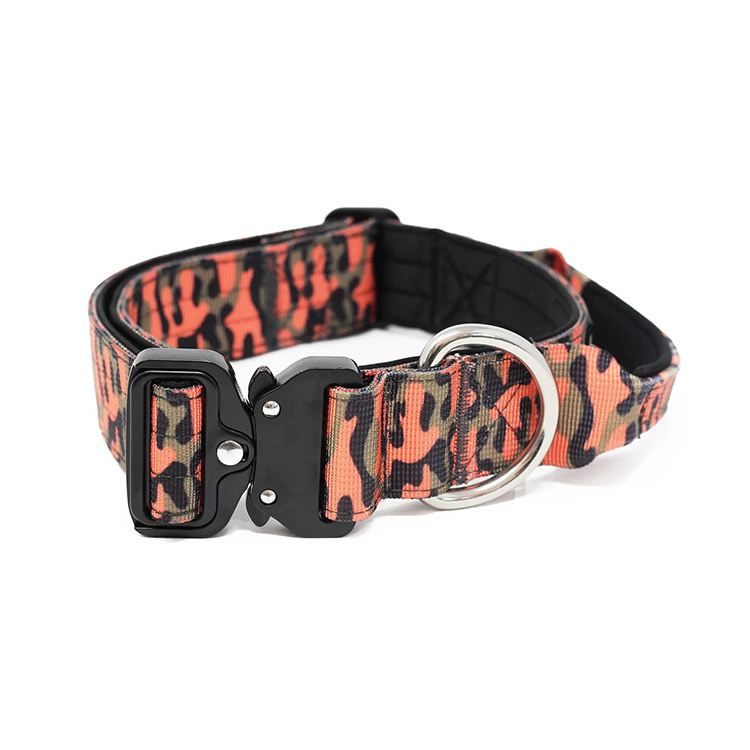 Custom British Style Camo Soft Neoprene Heavy Duty Combat Handle Metal Buckle Tactical Dog Collar