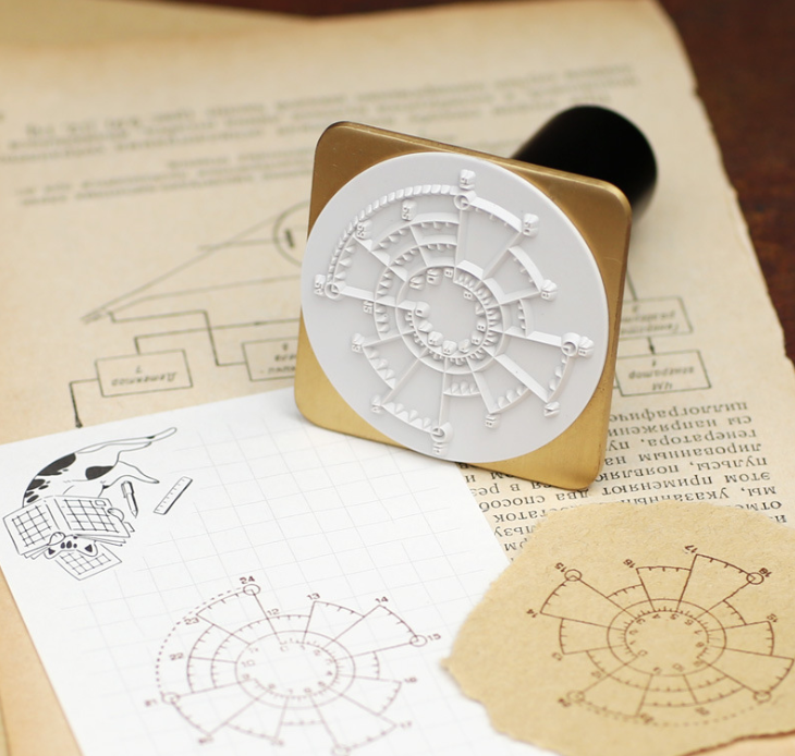 timeline brass hand account seal with ink pad Chronodex stamp