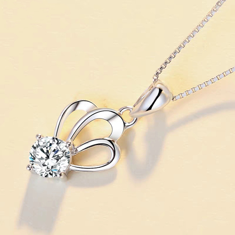 Mother's Day 925 sterling silver princess crown pendant with zircon necklace for women jewellery