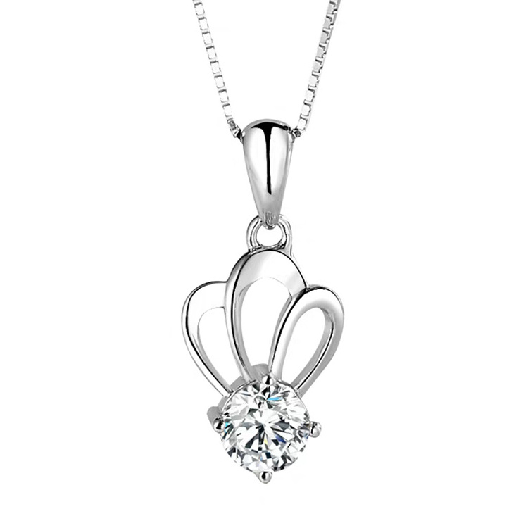 Mother's Day 925 sterling silver princess crown pendant with zircon necklace for women jewellery