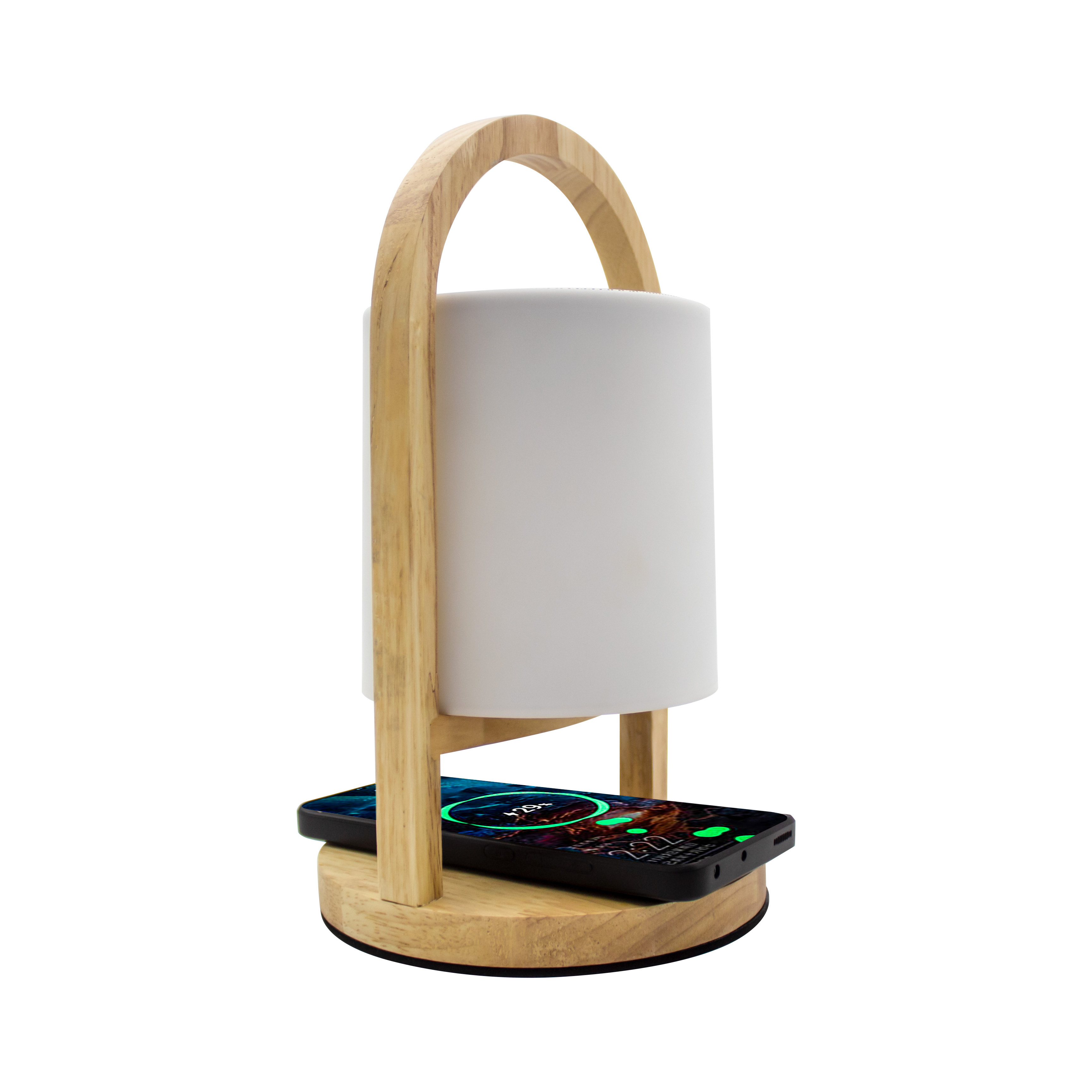 Multifunctional Wooden BT Speaker Wireless Charger with LED light Outdoor  Lantern  Speaker for Party&Camping