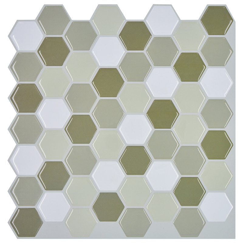 Hexagon White Vinyl Sticker Self Adhesive Wallpaper 3D Peel and Stick Wall Tiles for Kitchen and Bathroom Backsplash