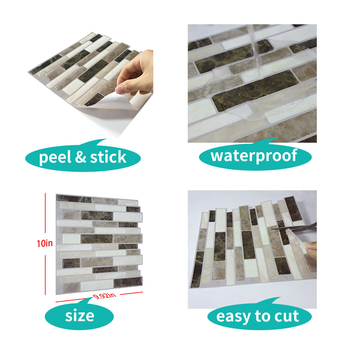 Easy Diy Remove Wall Decor 250x250mm Kitchen Bathroom Home Decor Wall Tile Sticker for Wall Bricks