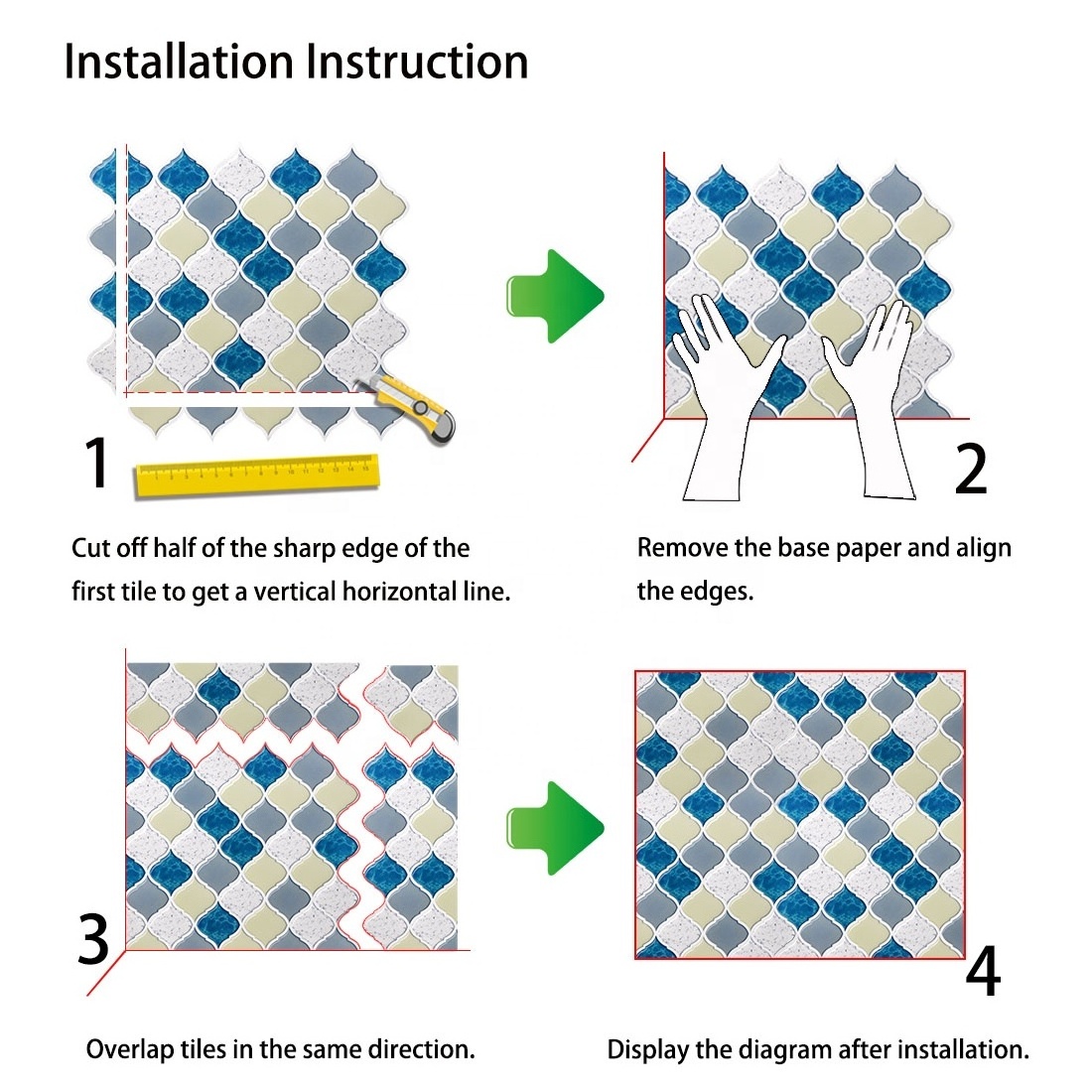 Stick and Peel Tiles Wall Decoration Self Adhesive Wallpaper Waterproof Peel And Stick 3D Wall Tiles for Kitchen