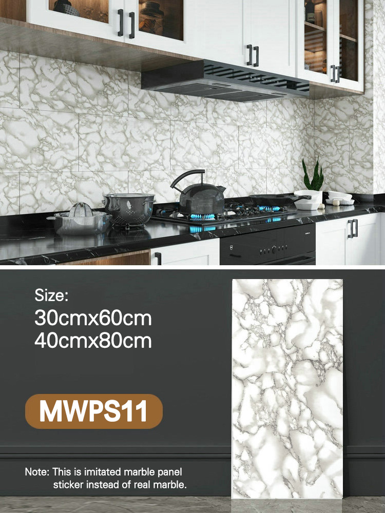 New Fashion Peel Gloss PVC  Marble Appearance Wall Panel Aluminum foil Kitchen Waterproof Wallpaper