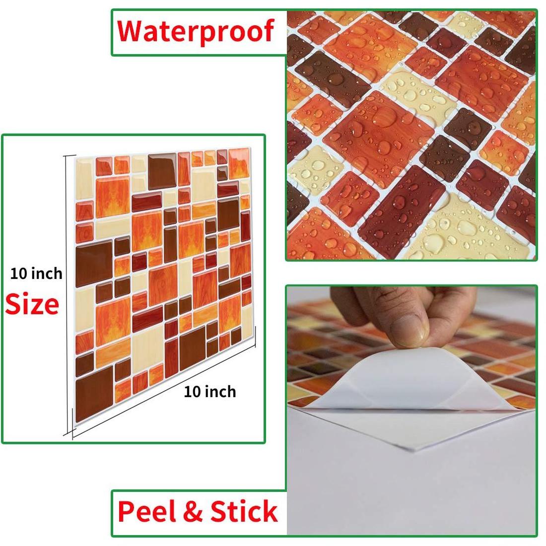 Peel and Stick Backsplash for Kitchen/Bath Mosaic Smart Art Tile DIY (5~10pcs per pack)