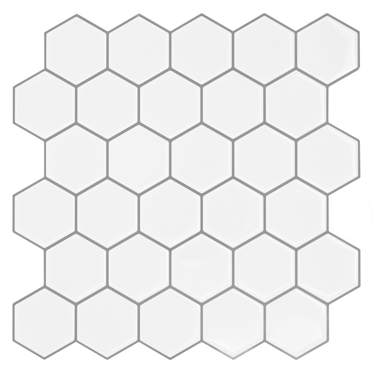 Peel and stick Backs plash wall tile  Easy DIY White Adhesive Hexagon Tile Backs plash Wall Stickers 12'' x 12 Backsplash