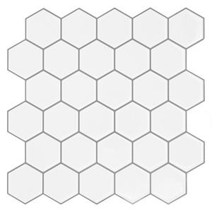 Peel and stick Backs plash wall tile  Easy DIY White Adhesive Hexagon Tile Backs plash Wall Stickers 12'' x 12 Backsplash