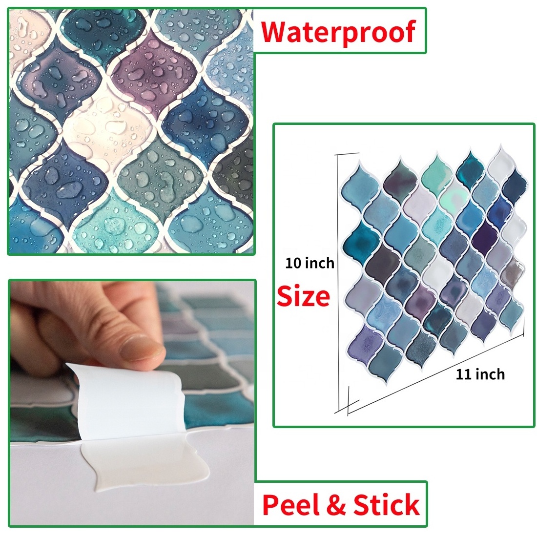 3dWallpaper self-adhesive peeling dado Reusable waterproof gel basement floor wall ceramic tile stickers