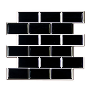 CH 11*10 inch Waterproof Wallpaper 3D Peel and Stick black subway Brick Tiles -1/ 10 Sheet 254X286mm