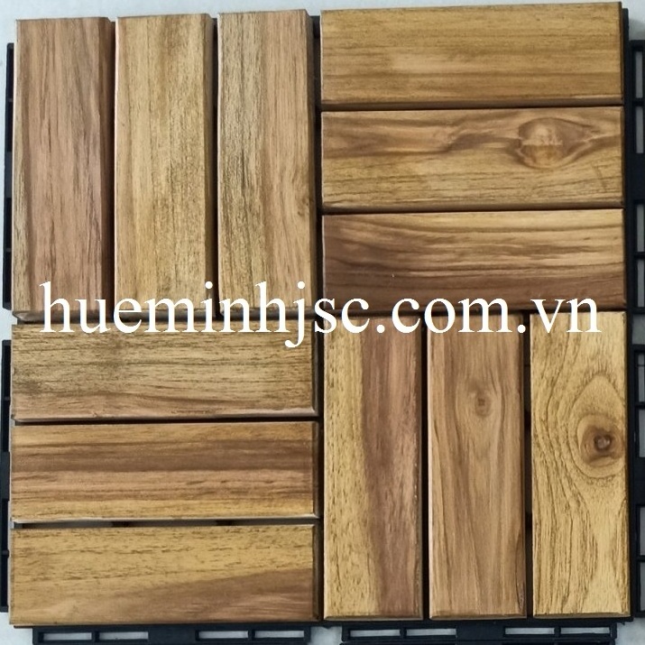 Interlocking Teak Wood decking tiles with Plastic base easy to assemble environmentally friendly