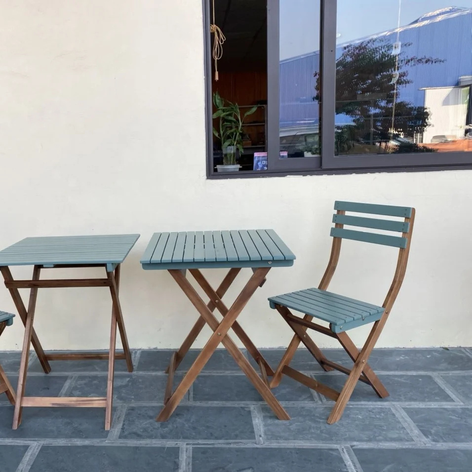 New arrival 30 Mar 24 High quality Vietnamese acacia wood Bistro Table set Chair Set for outdoor garden furniture