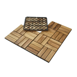 Interlocking Teak Wood decking tiles with Plastic base easy to assemble environmentally friendly