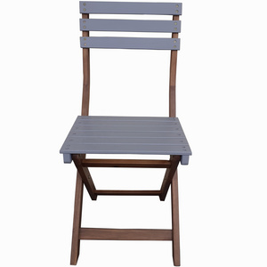 Dark Gray Chair for bistro table sets High quality Vietnamese acacia wooden folding table and chair set for outdoor garden