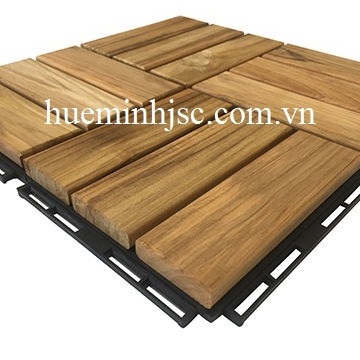 Interlocking Teak Wood decking tiles with Plastic base easy to assemble environmentally friendly