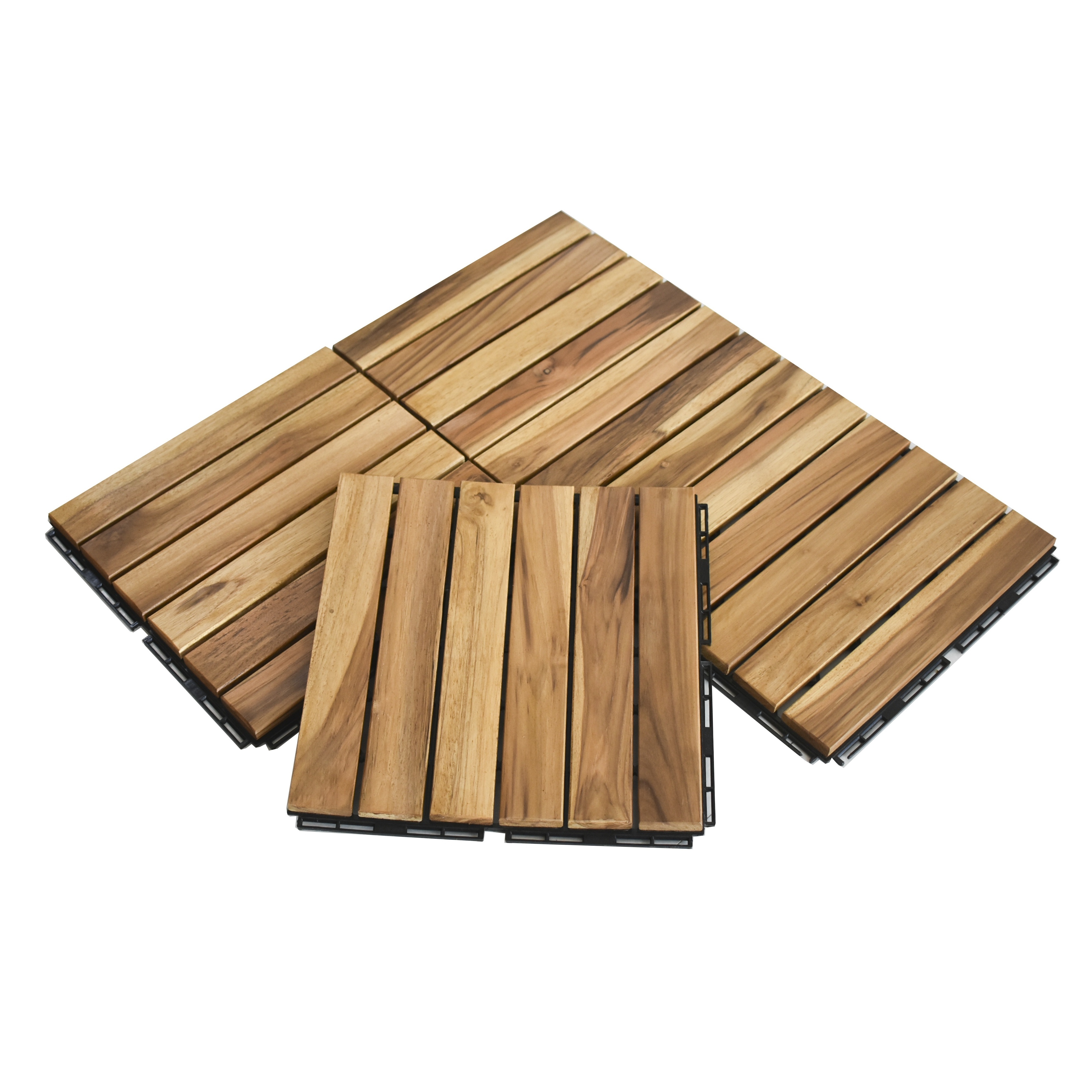 6 slats Wood decking tiles with plastic base easy to assemble environmentally friendly