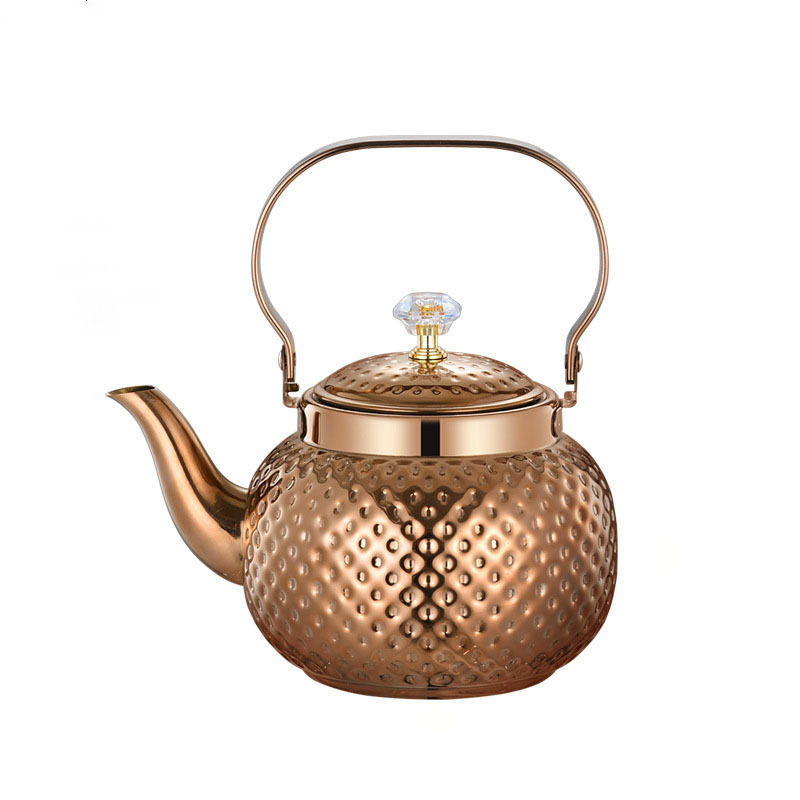 New Middle East Gold Silver Spherical Handle Arabic Stainless Steel 1.2/1.5/2L Coffee Pot induction Cooker Teapot