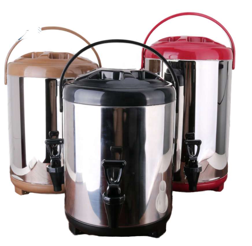 Commercial Stainless Steel Insulated Double Layer Milk Tea Bucket 8L and 10L Capacity for Milk Tea Shops